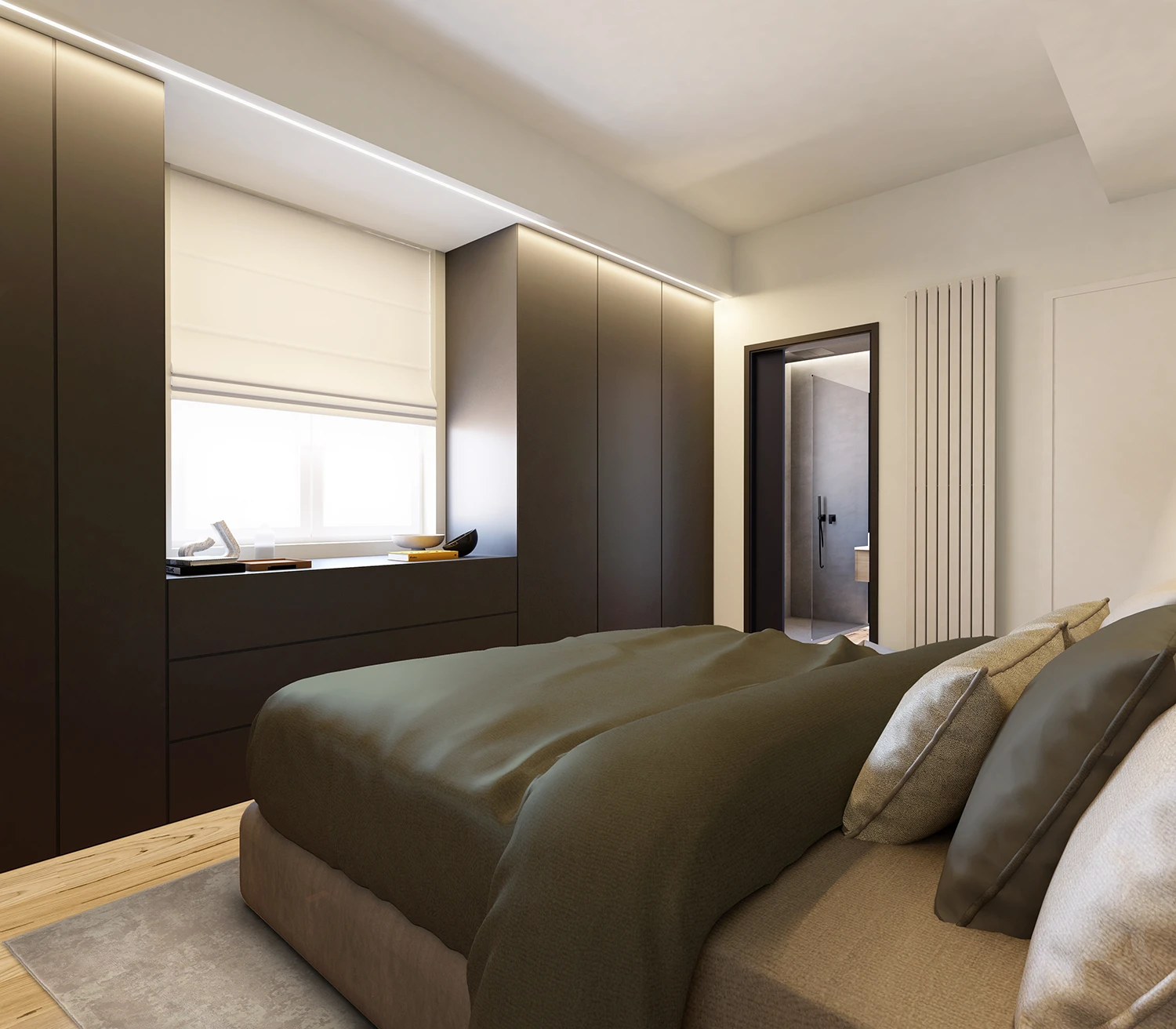 progettazione camera matrimoniale con bagno ensuite casa galilei57